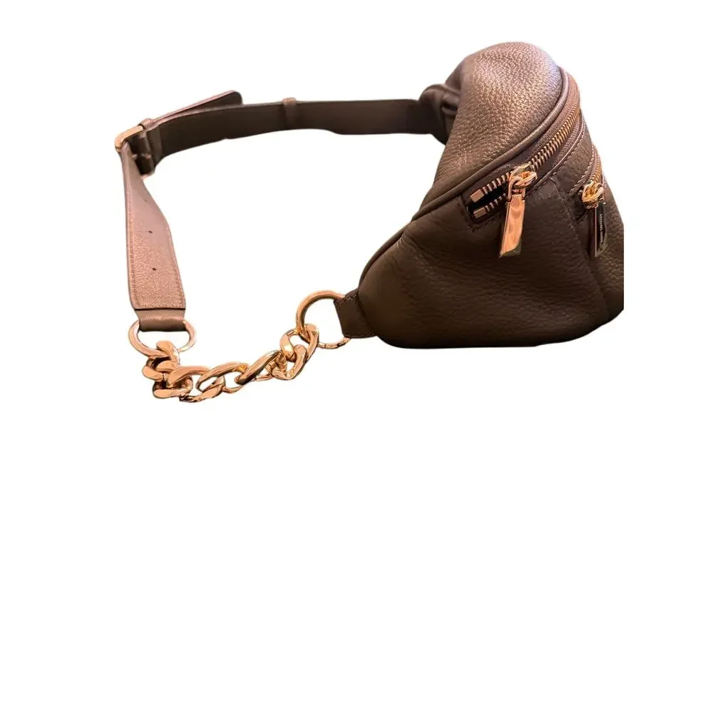 Michael Kors Mott Medium Belt Bag in an olive green pebbled leather finish